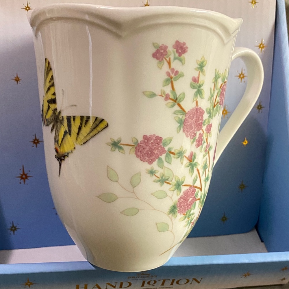 Lenox Floral Butterfly Mug - Cream and Yellow